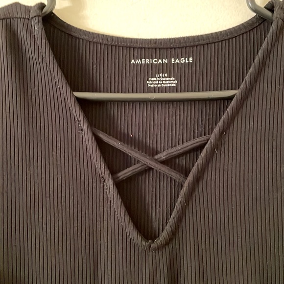 American Eagle Ribbed Crisscrossed Short Sleeve Bodysuit - Picture 2 of 4